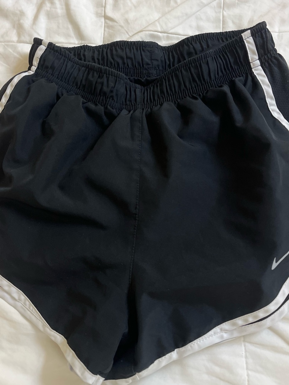 Nike Black Athletic Shorts with White Piping